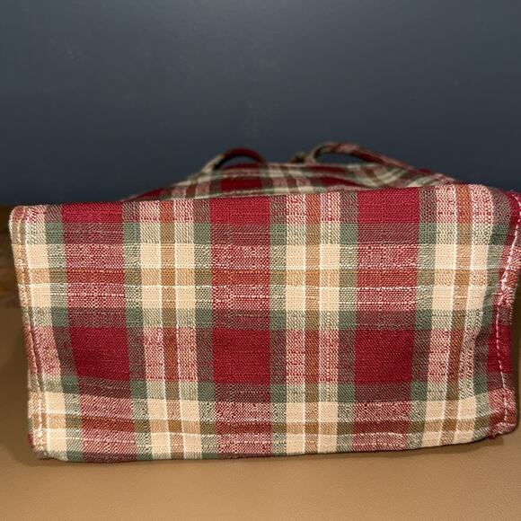 Longaberger Homestead Plaid Apple Basket Small Tote lunch Bag with front pocket - Picture 8 of 11